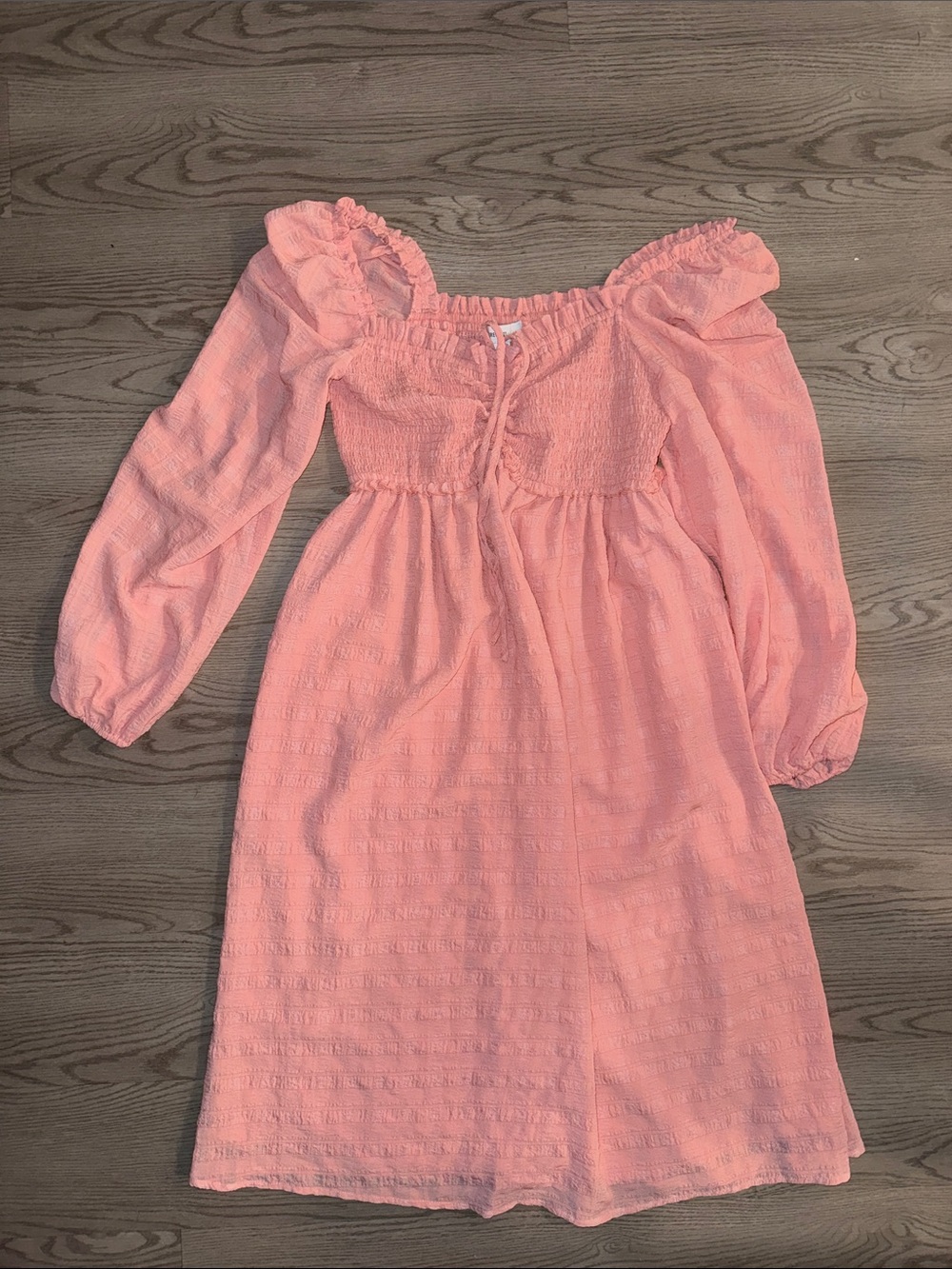 Forever 21 Peach Long-Sleeve Smocked Dress